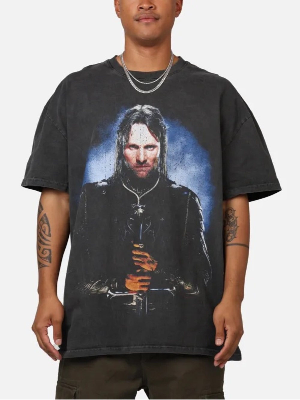 American Thrift X The Lord Of The Rings Aragorn Heavyweight Vintage T-Shirt Blac